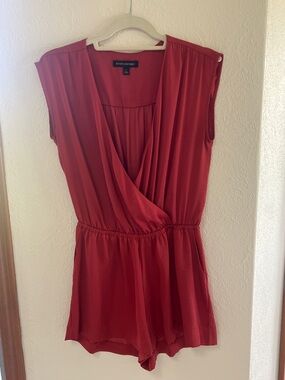 Banana Republic Crimson Red Sleeveless Surplice Romper